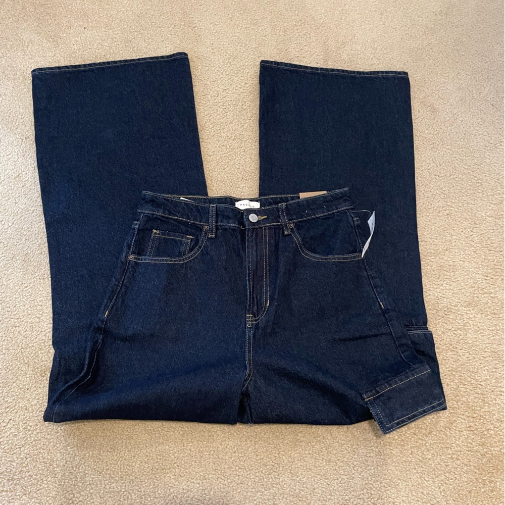 Pacific Sunwear - PacSun Wide Leg High Rise Jeans - Size 29 - Rigid Dark Wash - Picture 7 of 10